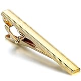 JewelryWe Herren Krawattennadel, Messing Poliert Krawattenklammer Krawattennadeln Tie Clip, Gold