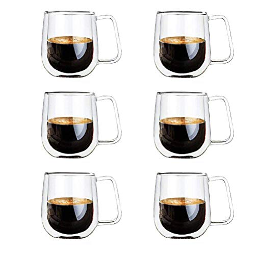 Vicloon Cafissimo Espresso Latte Glastassen,Doppelwandig Kaffee- Tee-Glas,Macchiato Tassenset Glas (6PCS)