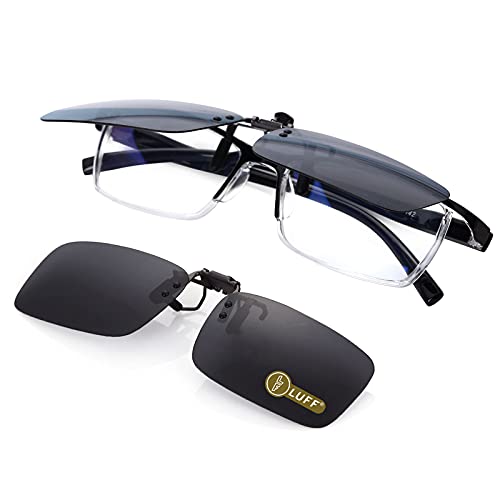 LUFF Polarisierte Unisex-Clip auf Sonnenbrille für verschreibungspflichtige Brillen-gute Clip-Stil Sonnenbrille für Myopie Brille im Freien / Fahren / Angeln (flip up style)
