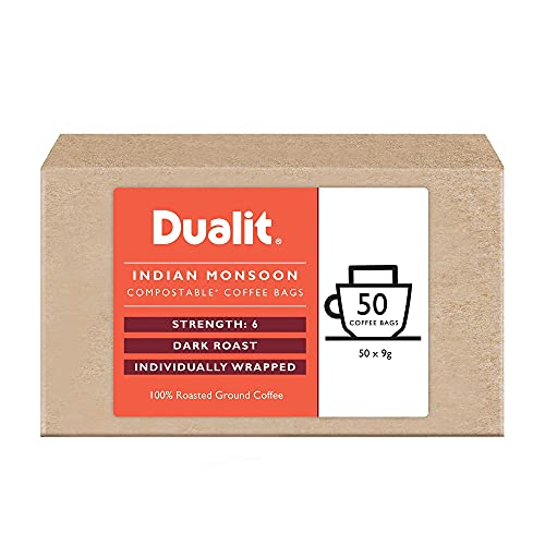 Dualit Indian Monsoon Coffee Brewer Bag Set - 50er Pack - 50 Kaffeebeutel Einzelportionen Coffee Bags - Hochwertiger Gemahlener Kaffee ganz ohne Kaffeemaschine