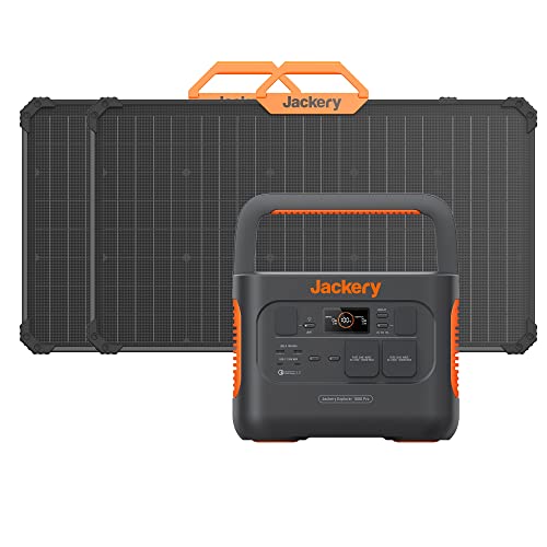 Jackery Solargenerator 1000 PRO 160W, 1002 Wh Powerstation mit 2* 80 W Solarmodulen, AC-Schnellladung in 1,8 Std., Dual PD 100 W Ports, zweiseitige Sonnenlichtabsorption, für Camping und Stromausfälle