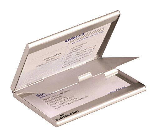 Durable Visitenkartenspender (Business Card Box Duo, mit Trennfach) 1 Stück, silber, 243323