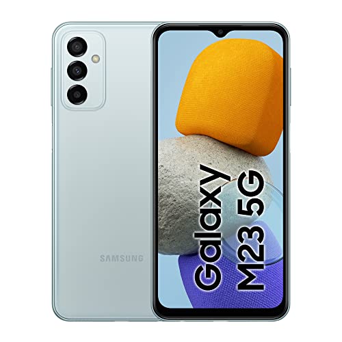 Samsung Galaxy M23 5G, Android Smartphone, 6,6 Zoll Infinity-V TFT Display, 5.000 mAh Akku, 4 GB RAM 128 GB Speicher, Dual-SIM, Light Blue