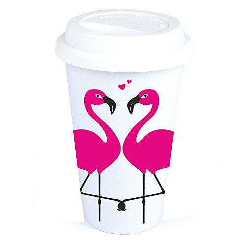 4you Design Coffee-to-Go-Becher mit Flamingo-Motiv - Geburtstagsgeschenk - Kaffeebecher - Coffee to go - Nikolausgeschenk - Wichtelgeschenk - für Frauen - für sie - Mädchen - Flamingo - pink