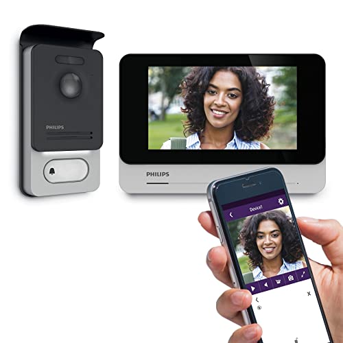 PHILIPS WelcomeEye CONNECT, Video Türsprechanlage, 2 Draht Technik, 7 Zoll Touch Monitor, incl. Smartphone App