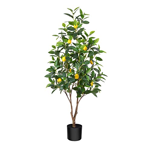 CROSOFMI Kunstpflanze 120 cm Zitronenbaum im Topf Künstliche Pflanzen wie echt Plastik Kunstpflanzen Groß ,Fake Plant deko für Wohnzimmer Balkon Schlafzimmer Büro Einweihungsgeschenk（1 Pack）