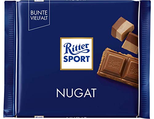 Ritter Sport Nugat (13 x 100 g), Tafelschokolade mit cremig-feinem Nugat, Edelnugat umhüllt von feiner Vollmilchschokolade, intensiver Nussgeschmack