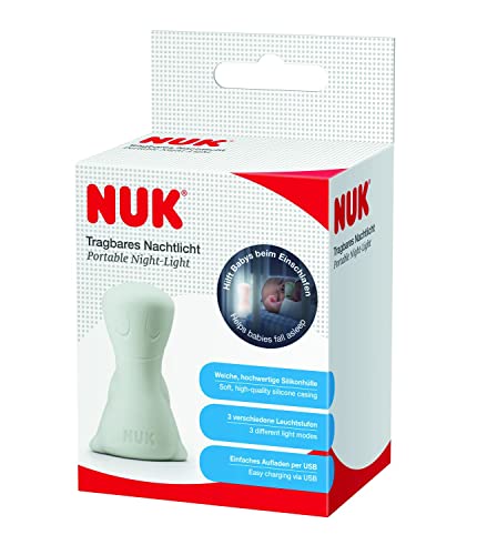 NUK NUK Tragbares Nachtlicht inklusive USB-Kabel, spendet Orientierung und Sicherheit im Dunkeln, 3 Leuchtstufen, Leuchtdauer bis zu 12 Stunden, weiß, 130 g