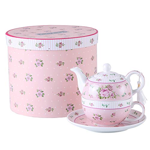 Teekanne und Tasse, Vintage, Rose, Viktoria, Porzellan, in Geschenkbox, keramik, rose, 15x15cm