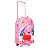 Peppa Pig Trolley Kinder | Kinder Koffer für Mädchen | Reisekoffer Madchen Jungen mit Ausziehbarer Griff, Hauptfach + Zwei Räder Handgepäck | Geeignet für die Urlaub Reise