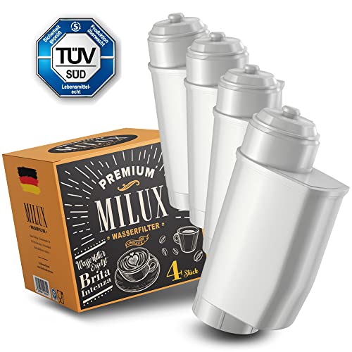 [4x] Wasserfilter für Brita Intenza | TÜV zertifizierter Kaffeegenuss | ersetzen Siemens TZ70003 / TCZ70033 / TCZ70033A | von Milux