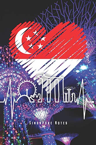 Singapore Notes: Singapur Skyline Notizbuch Mit Herzschlag Asien Planer Tagebuch Schreibheft (Punktraster / Dot Grid, 120 Seiten, 15,2 x 22.9 cm, 6' x ... Für Singapur Fans & Singapurer mit Herz