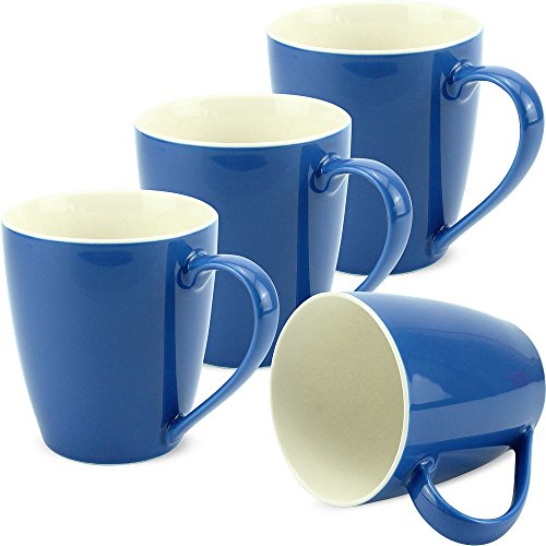 matches21 Tassen Becher Kaffeetassen Kaffeebecher einfarbig unifarben blau dunkelblau Porzellan 4er Set - 10 cm / 350 ml