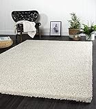 the carpet Port Moderner Hochflor Shaggy Wohnzimmer Teppich Soft Garn Einfarbig Creme Größe: 120x160 cm