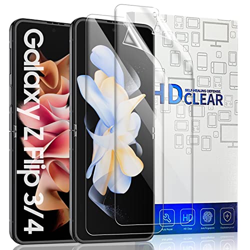 [2 Pack ] Vizvera Schutzfolie für Galaxy Z Flip 4/ Galaxy Z Flip 3, [Auto Repair] HD TPU Soft Displayschutzfolie, Kratzfest, Keine Blase, Transparent