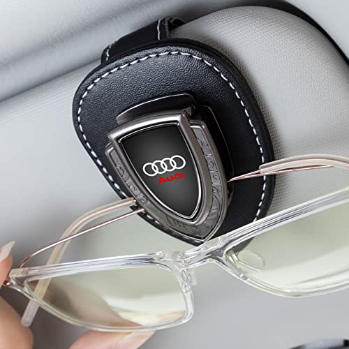 Brillenhalter für Auto Sonnenblende,Sonnenbrillenhalter für Audi A1 A3 RS3 A4 A5 A6 A7 RS7 A8 Q3 Q5 Q7 R8 Class S Series,Brillenhalter und Ticketkartenclip Brillenhalterung für Auto Zubehör, Schwarz