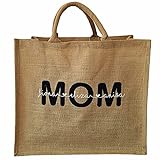 mamir home Jute Tasche Personalisiert MOM Mama Oma Namen Kinder - Filztaschen Shopper - XL 45x39x21cm Einkaufstasche Strand - Personalisierte Geschenke Frauen