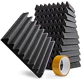 Freequenzy Akustikschaumstoff 30x30x5cm, 12 Stk. - Erstklassiger Schallschutz - Schallschutzmatte acoustic foam selbstklebend für Wand - Akkustikschaumstoffmatten