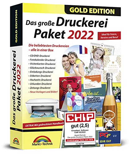 Das große Druckerei Paket 2022 - Einladungen, Glückwunsch Karten, Etiketten, CD-DVD Labels, Visitenkarten für Windows 11, 10, 8.1, 7