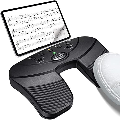 LEKATO Bluetooth Page Turning Pedal Silent Sheet Music Page Turner Foot Pedal for Tablet and Phone