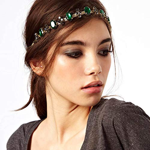 Jovono Retro Smaragd Stirnband Mode Haarschmuck für Frauen und Mädchen (Gold)