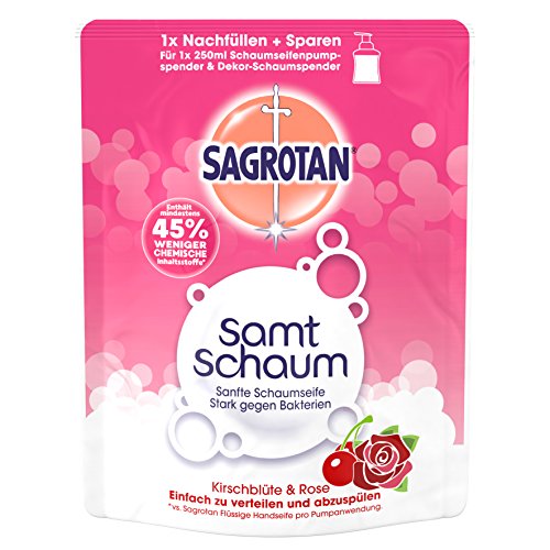Sagrotan Samt-Schaum Seife Nachfüller Kirschblüte & Rose, 4er Pack (4 x 250 ml)