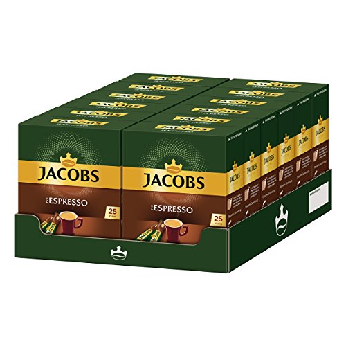 Jacobs Typ Espresso, 12er Pack, löslicher Kaffee, Instantkaffee, Instant Kaffee, je 25 Einzelportionen