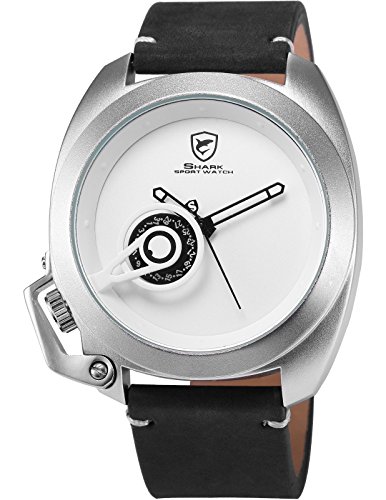 Tawny Shark Sport Quarz Uhren Armbanduhr Herren Echtes Leder LED Anzeige Datumsanzeige SH450
