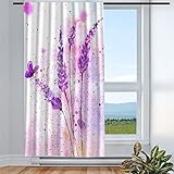 Violetpos Vorhänge Gardinen für Wohnzimmer Schlafzimmer 1 Stück Schmetterling Mit Lila Blume 135x175cm W/H
