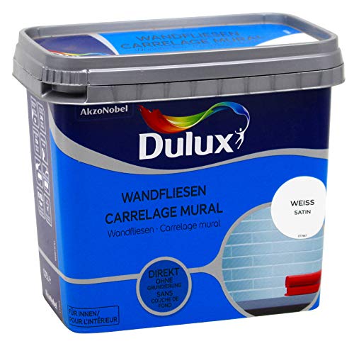 Dulux Fresh Up Fliesenlack für Wandfliesen, 750 ml, WEISS, satin | ohne Grundierung anwendbar, erhältlich in 5 weiteren Farben