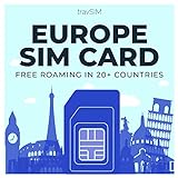 travSIM Prepaid Europa SIM-Karte | 12GB Mobile Daten mit 4G/5G Geschwindigkeit. Unbegrenzte Anrufe und SMS. Kostenloses Roaming in mehr als 30 Ländern. Gültig für 30 Tage