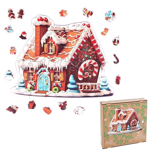 Milliwood Weihnachtliche Puzzles - Christmas Weihnachten Serie - Puzzles für die Ganze Familie - Zauberhafte Holzpuzzles - Lebkuchen - 100 Elemente