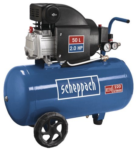 Scheppach Druckluft Kompressor HC54 | 1500W Leistung | 50L Kessel | 8bar Druck | Ansaugleistung 220L/min | ölgeschmiert