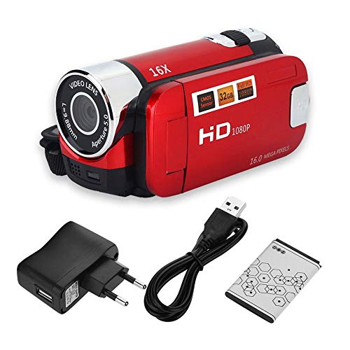 Socobeta Camcorder Digitalkamera Full HD 270 ° Drehung 1080P 16X High Definition Digital Camcorder Video DV Kamera(EU-ROT)