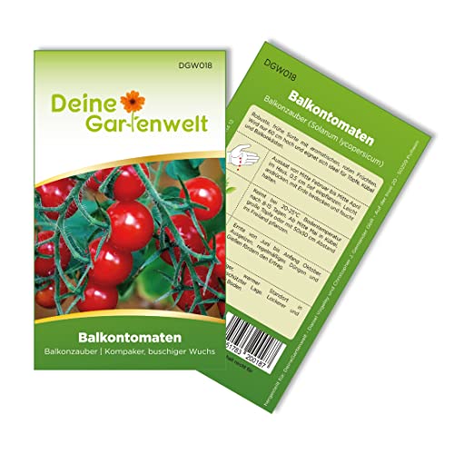 Balkontomaten Balkonzauber Samen - Solanum lycopersicum - Balkontomatensamen - Gemüsesamen - Saatgut für 15 Pflanzen