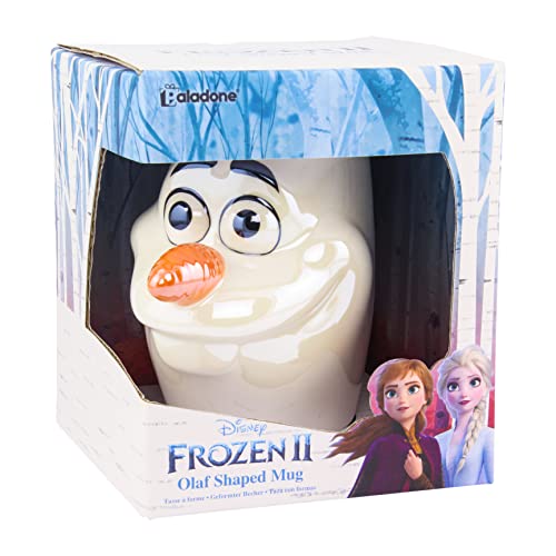 Disney Frozen II Tasse XL Olaf 3D Glanzeffekt weiß, irisierend, Keramik, Fassungsvermögen in Geschenkkarton., PP5129FZT, Mehrfarbig, Approx. 300ml