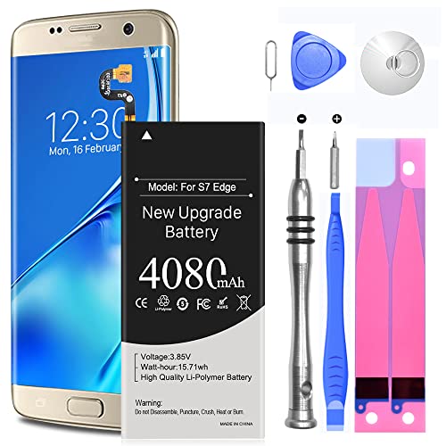 Akku für Samsung Galaxy S7 Edge, 4080mAh Upgrade Akku Ersatz für Samsung Galaxy S7 Edge EB-BG935ABE G935A G935F G935P mit Reparaturwerkzeugsatz [Nicht für Galaxy S7]