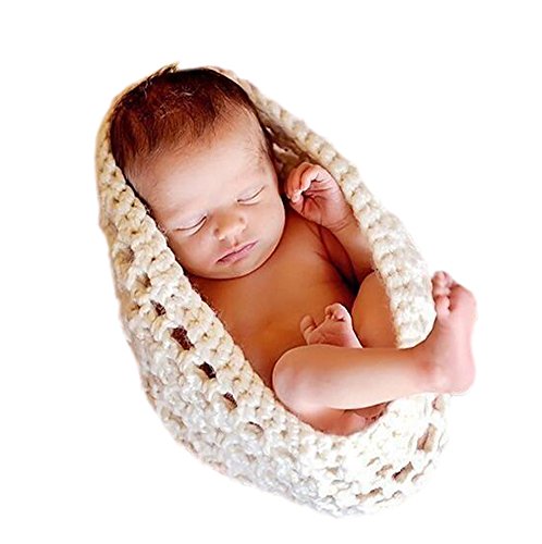 DELEY Neugeborenes Baby Feste Häkeln Stricken Schlafsack Baby Fotografie Requisiten Kostüm-Outfits 0-3 Monate Weiß