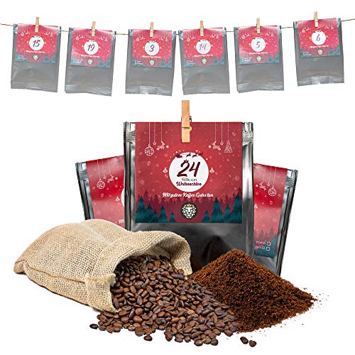 Premium Kaffee Adventskalender 2022 - Mit Liebe geröstet von Menschen mit Behinderung | Kaffee Geschenk für Männer und Frauen | fair | 24 x 30 g Kaffee gemahlen im Weihnachtskalender
