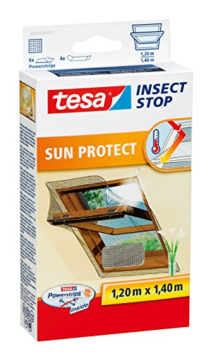 tesa Insect Stop SUN PROTECT Fliegengitter für Dachfenster - Insektenschutz mit Blend- und Sonnenschutz für Dach-Fenster - Fliegen Netz 120 cm x 140 cm
