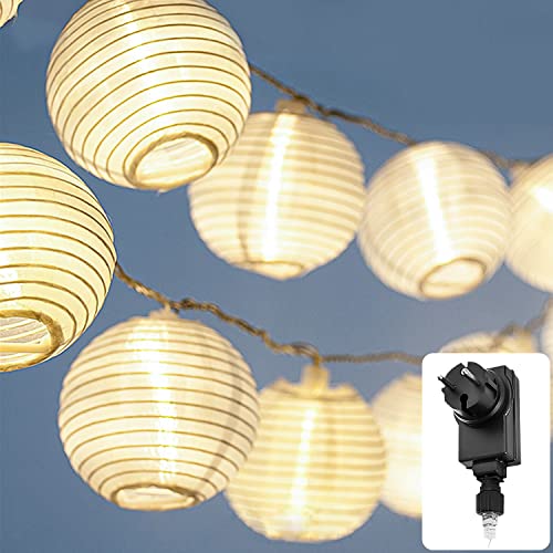 CozyHome LED Lampion Lichterkette | 7 Meter Gesamtlänge | 20 LEDs warm-weiß - kein lästiges austauschen der Batterien | NICHT batterie-betrieben sondern mit Netzstecker