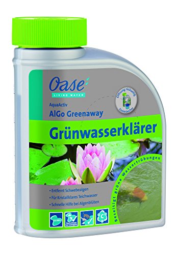 Oase 43142 AquaActiv AlGo Greenaway Grünwasserklärer 500 ml - hocheffektives Teichpflegemittel gegen Schwebealgen und grünes Teichwasser im Gartenteich Koiteich Schwimmteich Fischteich