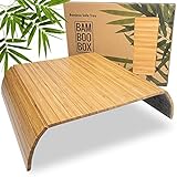 BAM BOO BOX Sofatablett - Couch Tablett aus Bambus - Armlehnen Tablett flexibel - Armlehnenschoner - Getränkehalter Sofa - Sofa Tablett in Naturfarbe