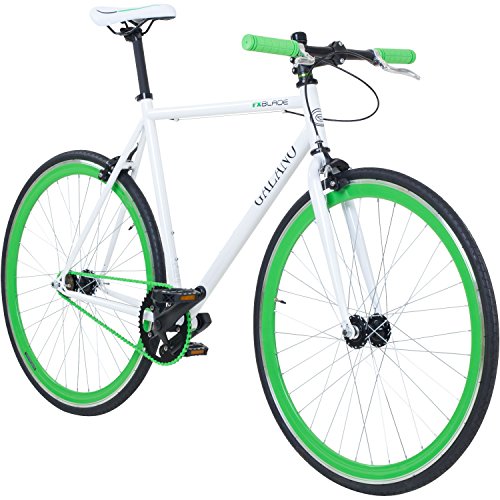 Galano 700C 28 Zoll Fixie Singlespeed Bike Blade 5 Farben zur Auswahl, Rahmengrösse:56 cm, Farbe:Weiss/grün
