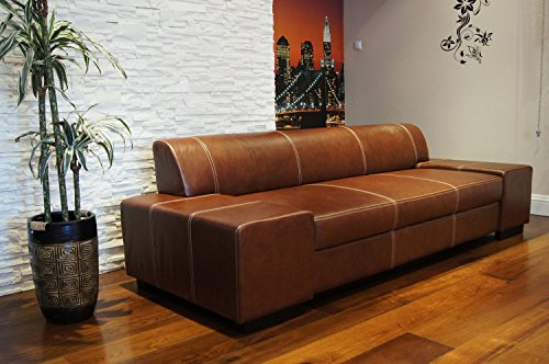 Quattro Meble Super Lange Echtleder 3 Sitzer Sofa London Breite 238cm Ledersofa Echt Leder Couch große Farbauswahl !!!
