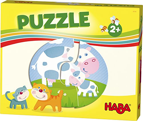 HABA 303762 - HABA-Lieblingsspiele – Puzzles Bauernhof | 6 Puzzles mit je 2 Teilen aus stabiler Pappe | Kinderpuzzle mit bunten Bauernhofmotiven | Spielzeug ab 2 Jahren