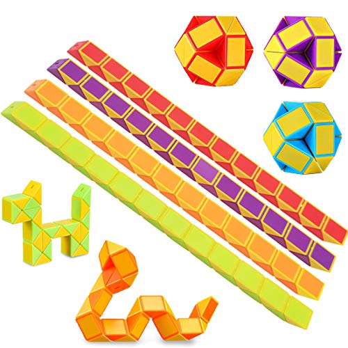 12 Packung 24 Blöcke Mini Schlange Würfel, Magische Geschwindigkeit Würfel, Mini Puzzle Würfel Spielzeug für Kinder Party Tasche Füllstoff Party Favors Party Supplies Zufällige Farbe