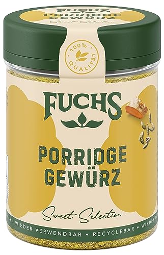 Fuchs Gewürze - Porridge Gewürz - Gewürzmischung zum Einrühren für süß-aromatische Porridge-Kreationen - aus natürlichen Zutaten - 70 g in wiederverwendbarer, recyclebarer Dose