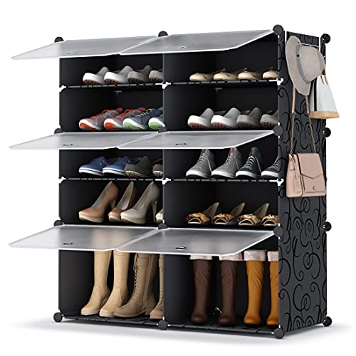 HOMIDEC Schuhregal, 5-stufiger Schuhschrank Kunststoff-Schuhregale Organizer für Schrank Flur Schlafzimmer Eingang