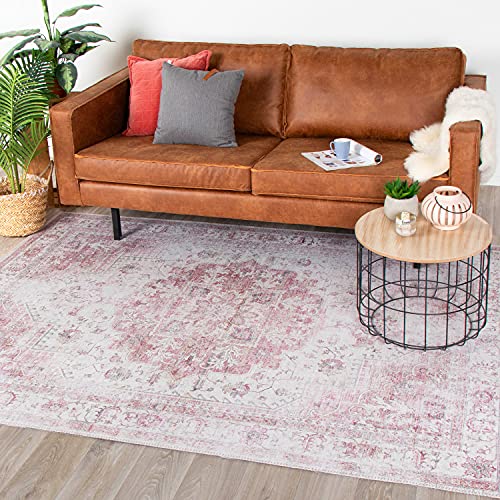 FRAAI Teppich Vintage - Lago Rot Rosa - 160x230cm - Baumwolle, Polyester - Flachgewebe - Vintage - Klassik, Orientalisch - Wohnzimmer, Esszimmer, Schlafzimmer - Carpet